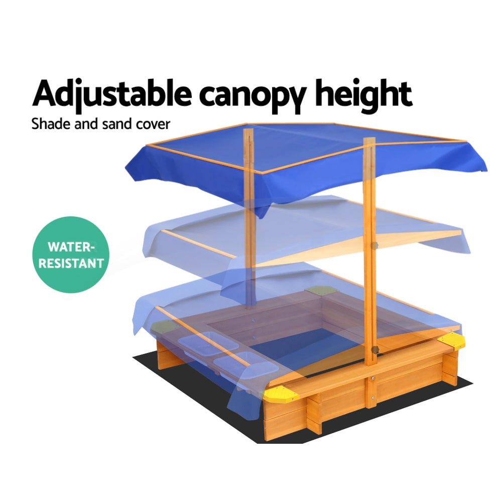 Kids Sandpit with Canopy & Water Basin 103cm - Homecoze