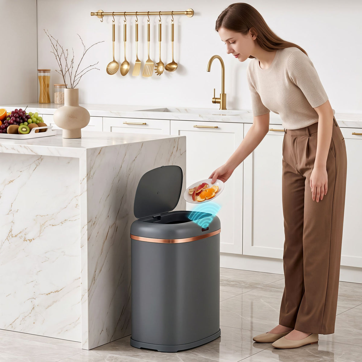 38L Automati Motion Sensor Rubbish Bin - Grey