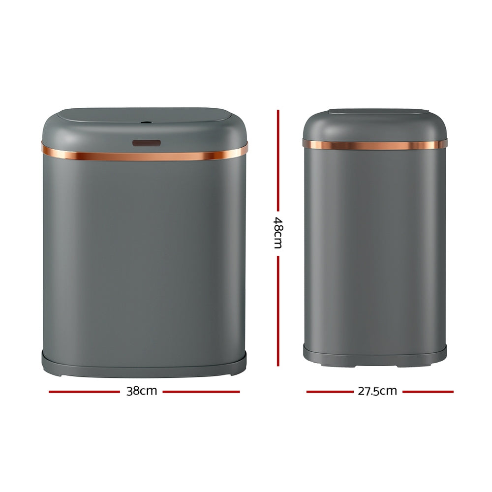 38L Automati Motion Sensor Rubbish Bin - Grey - Homecoze