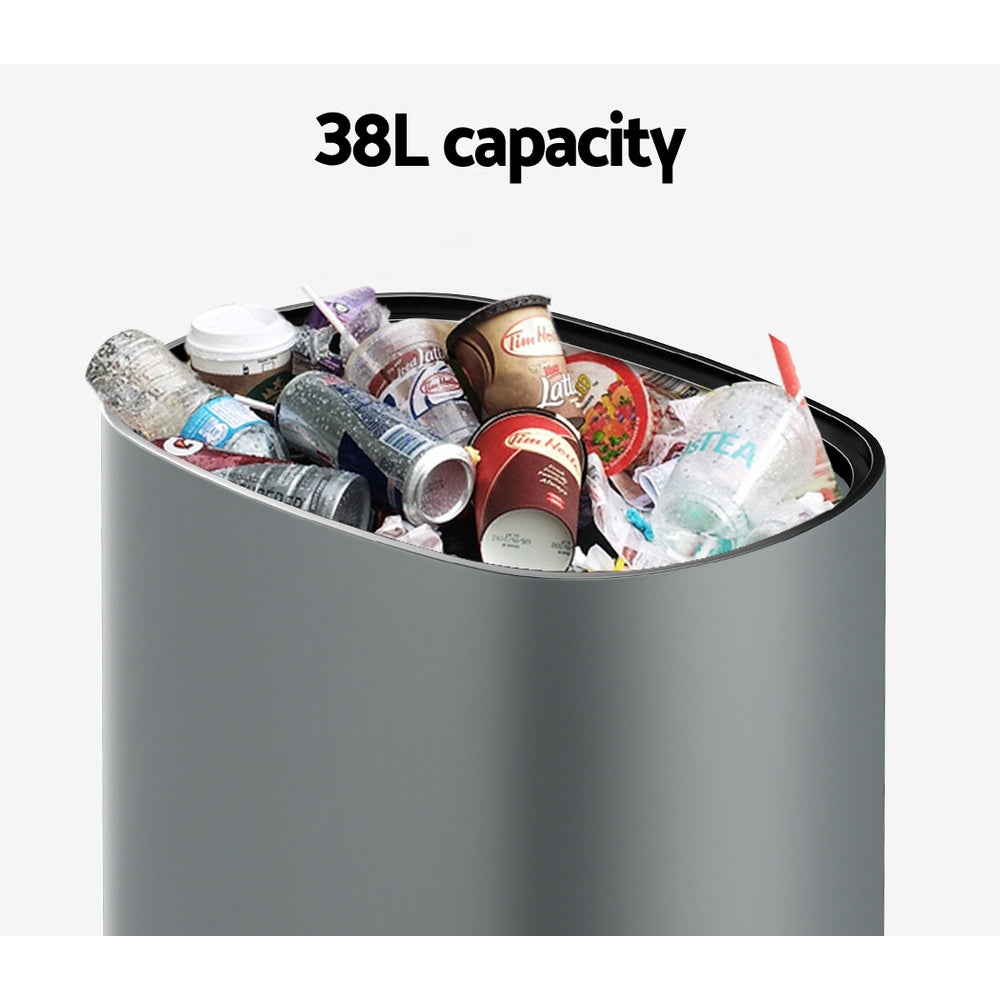 38L Automati Motion Sensor Rubbish Bin - Grey - Homecoze