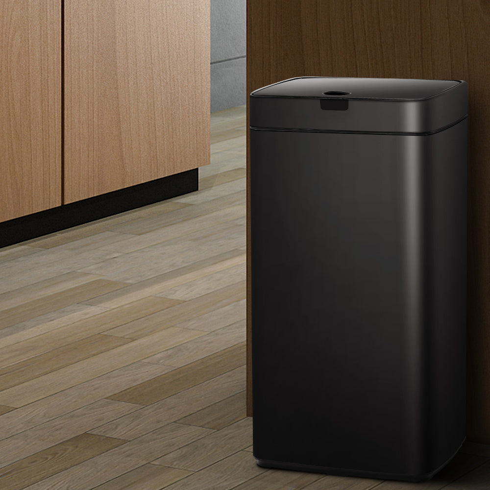 Motion Sensor Rubbish Bin Automatic Open Trash Can 45L - Black - Homecoze