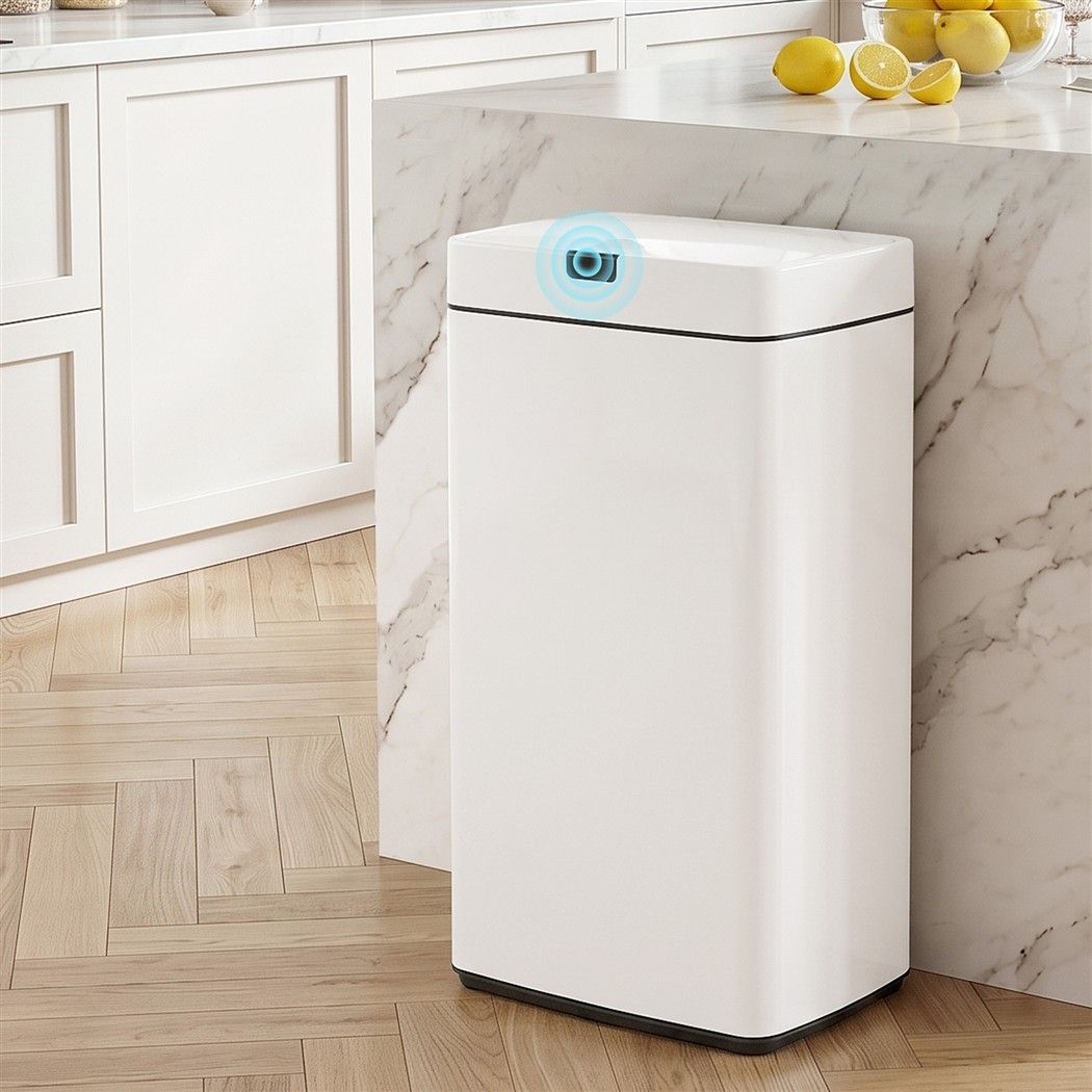 Motion Sensor Bin Automatic Open Lid Rubbish Trash Can 45L - White - Homecoze