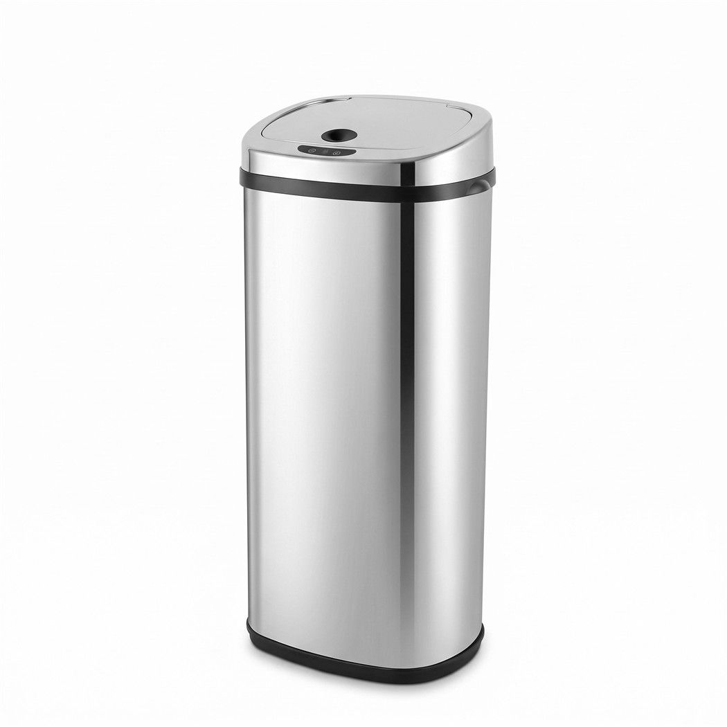 50L Automatic Open Motion Sensor Rubbish Bin - Stainless Steel - Homecoze