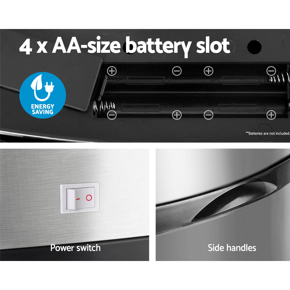 50L Automatic Open Motion Sensor Rubbish Bin - Stainless Steel - Homecoze