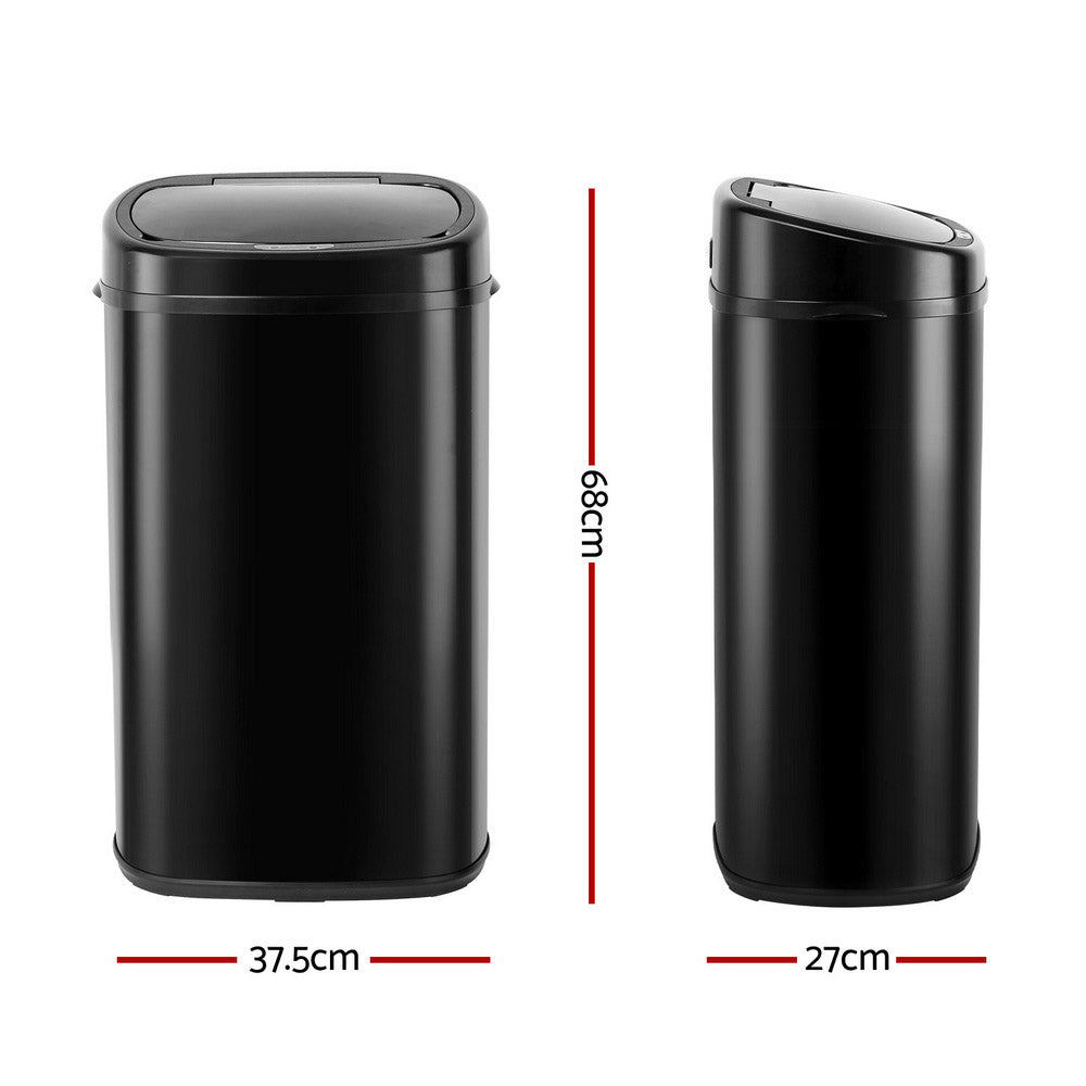 Motion Sensor Rubbish Bin Automatic Open Trash Can 58L - Black - Homecoze
