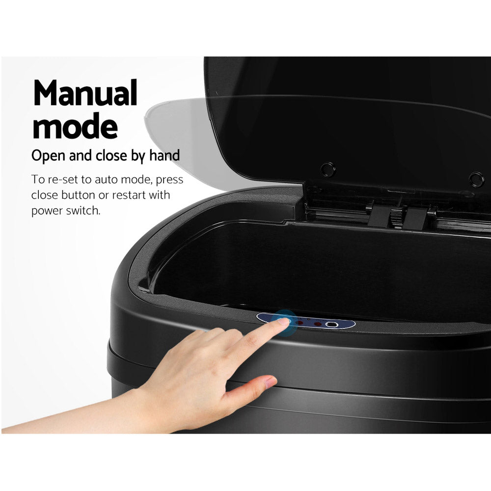 Motion Sensor Rubbish Bin Automatic Open Trash Can 58L - Black