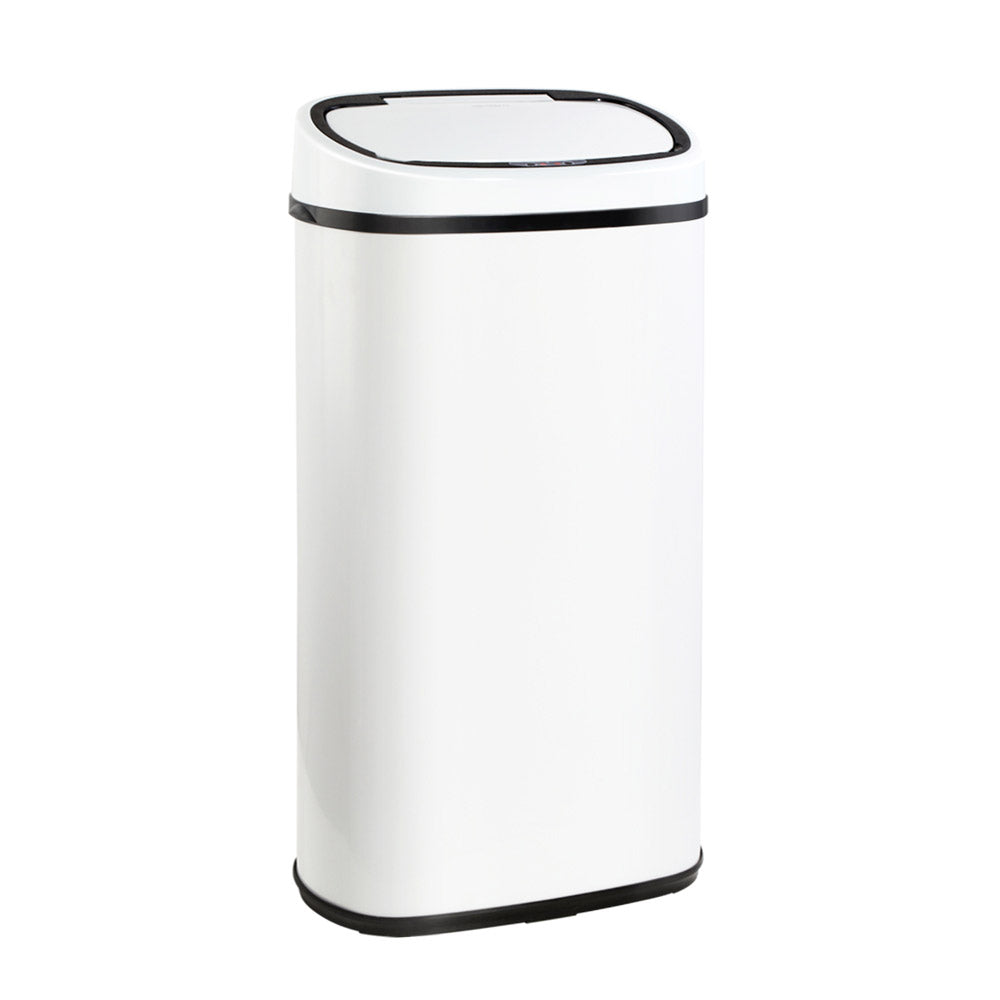 Motion Sensor Bin Automatic Open Lid Rubbish Trash Can 58L - White - Homecoze