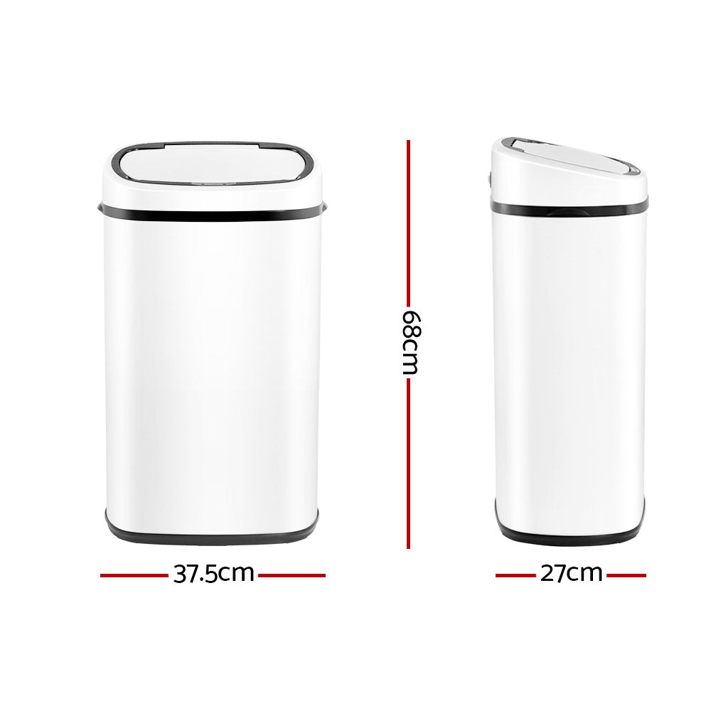 Motion Sensor Bin Automatic Open Lid Rubbish Trash Can 58L - White - Homecoze