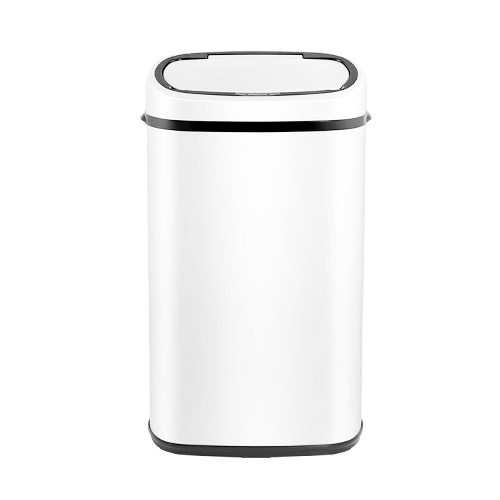Motion Sensor Bin Automatic Open Lid Rubbish Trash Can 58L - White - Homecoze
