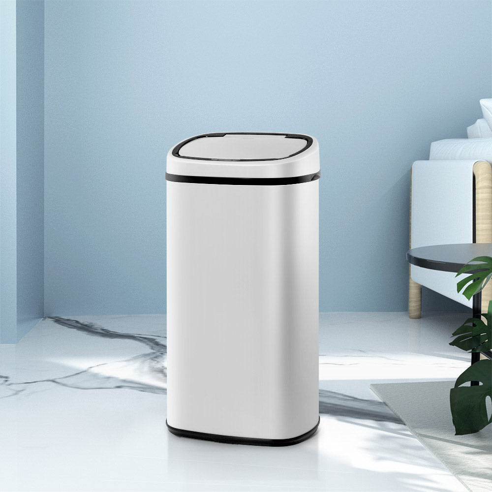 Motion Sensor Bin Automatic Open Lid Rubbish Trash Can 58L - White