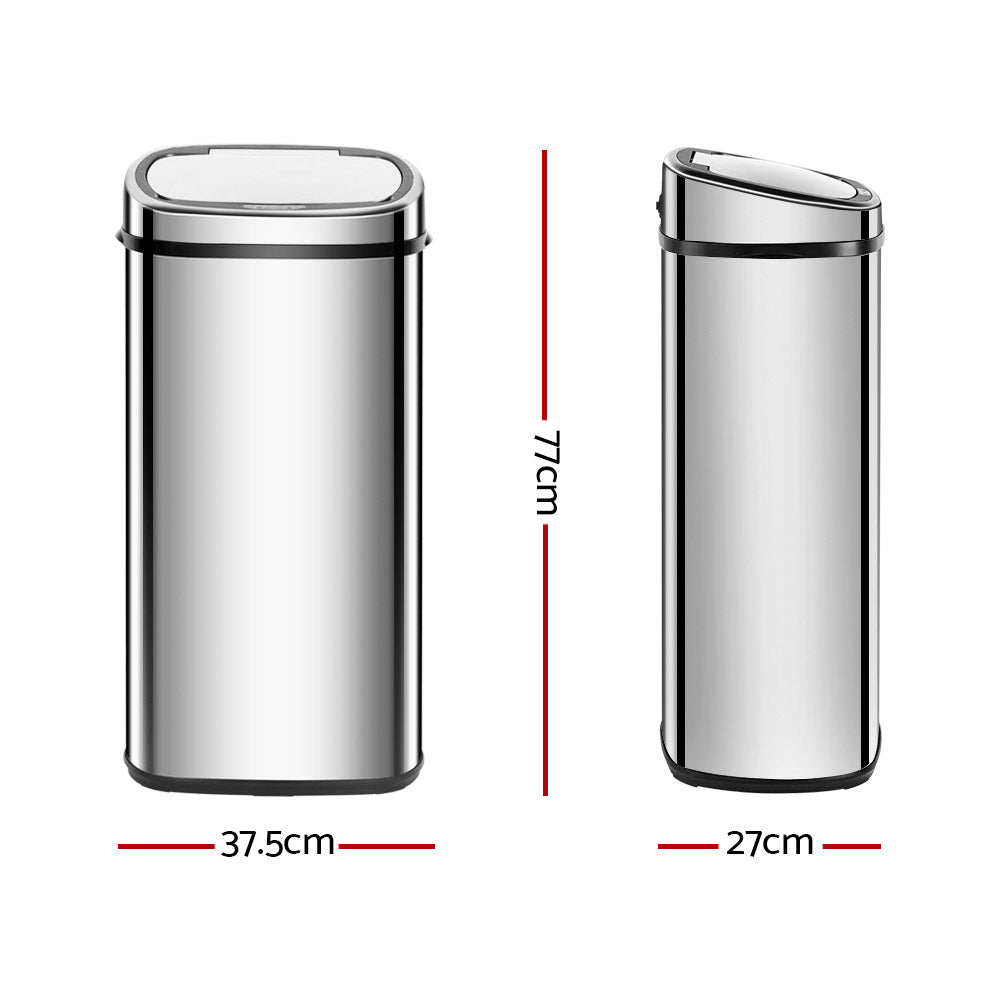 Motion Sensor Rubbish Bin Automatic Open Trash Can 68L - Stainless Steel - Homecoze