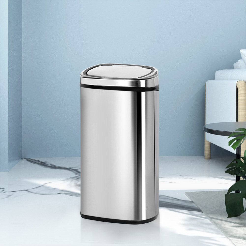 Motion Sensor Rubbish Bin Automatic Open Trash Can 68L - Stainless Steel - Homecoze