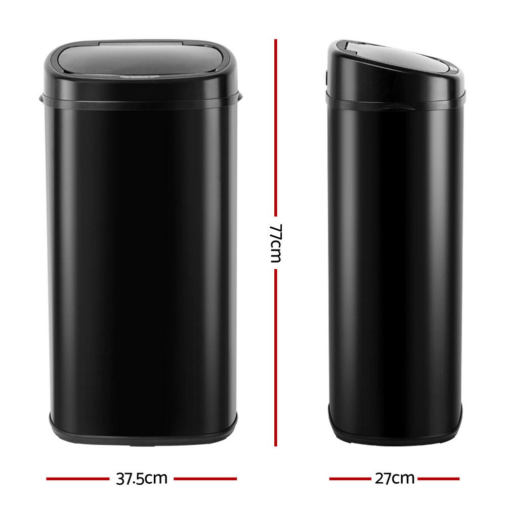 Motion Sensor Rubbish Bin Automatic Open Trash Can 68L - Black - Homecoze