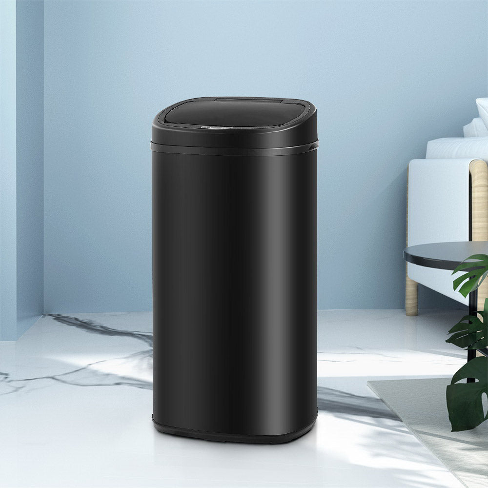 Motion Sensor Rubbish Bin Automatic Open Trash Can 68L - Black - Homecoze