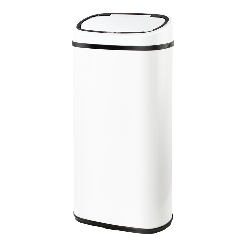 Motion Sensor Bin Automatic Open Lid Rubbish Trash Can 68L - White - Homecoze
