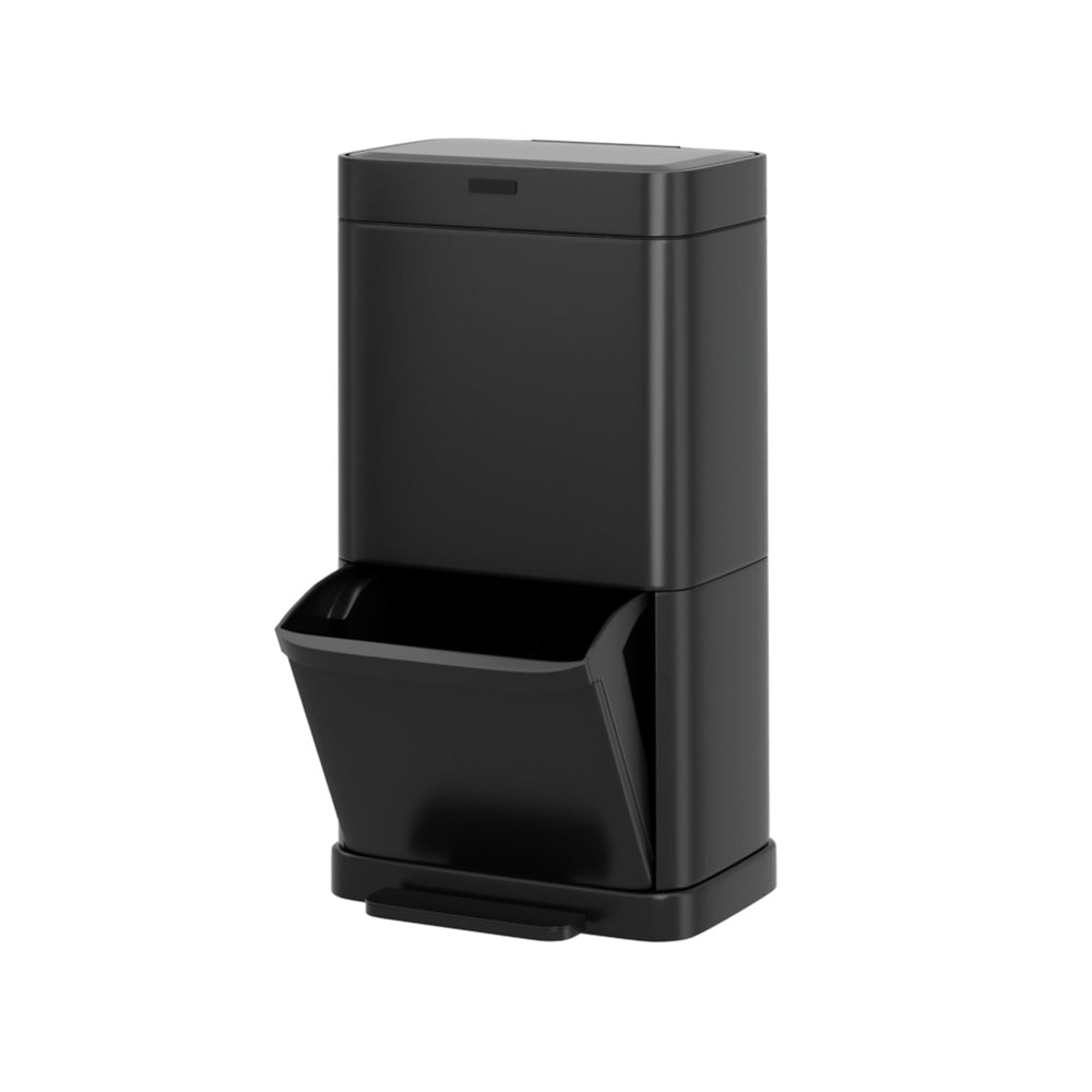 Motion Sensor Bin Automatic Open Lid Trash Can with Separate Recycling 70L - Black - Homecoze