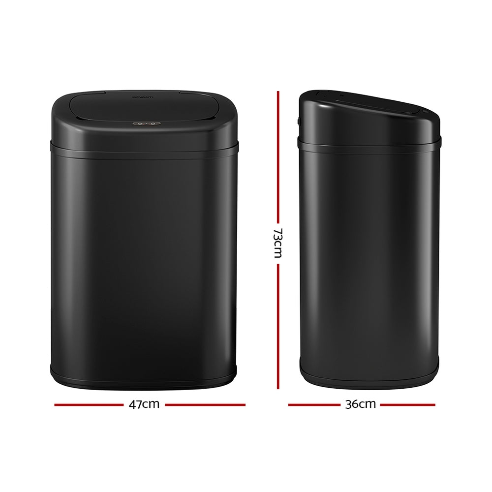 Motion Sensor Bin Automatic Open Lid Rubbish Trash Can 82L - Black - Homecoze