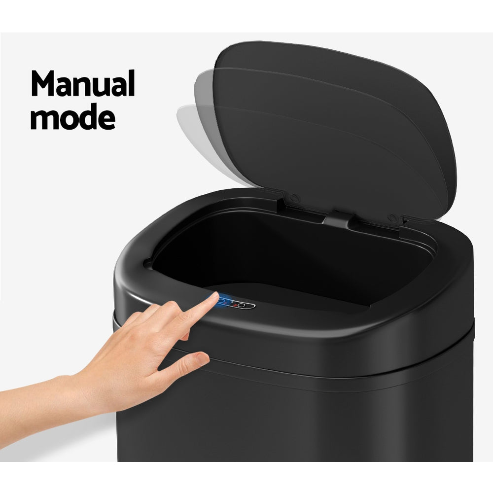Motion Sensor Bin Automatic Open Lid Rubbish Trash Can 82L - Black - Homecoze