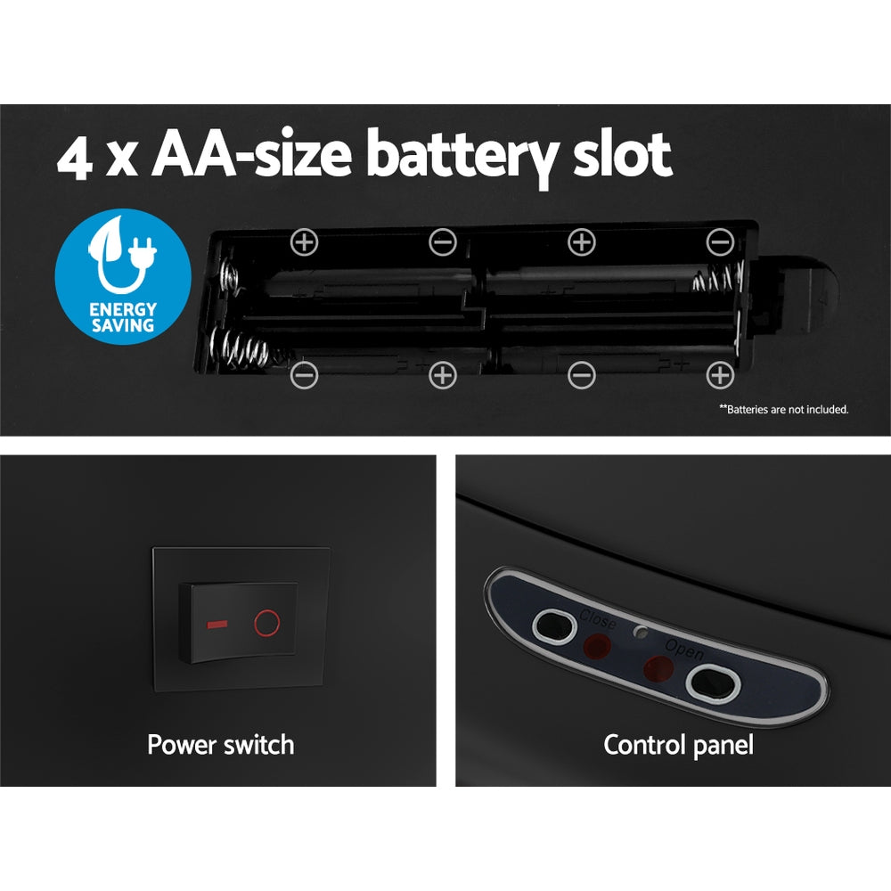 Motion Sensor Bin Automatic Open Lid Rubbish Trash Can 82L - Black - Homecoze