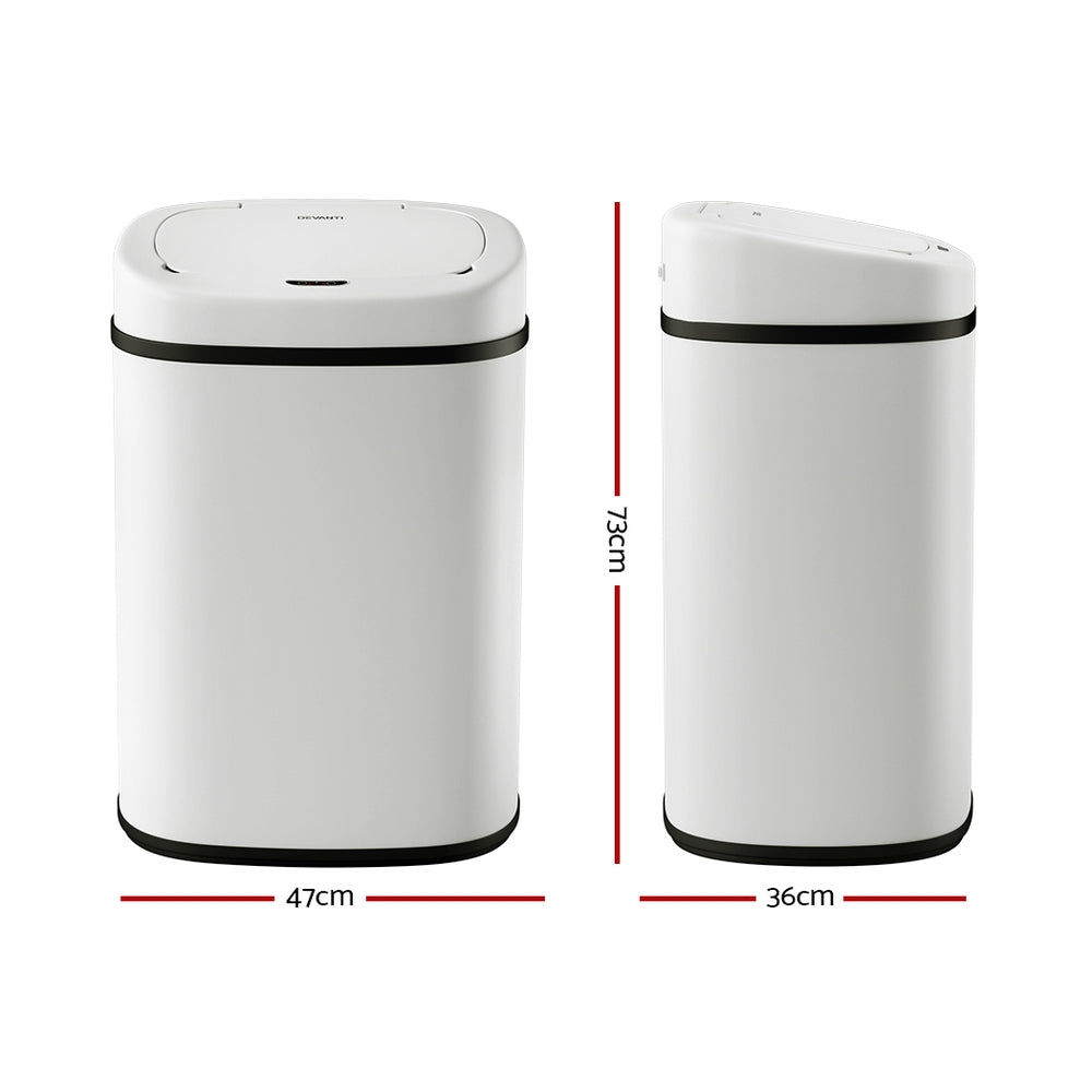 Motion Sensor Bin Automatic Open Lid Rubbish Trash Can 82L - White - Homecoze