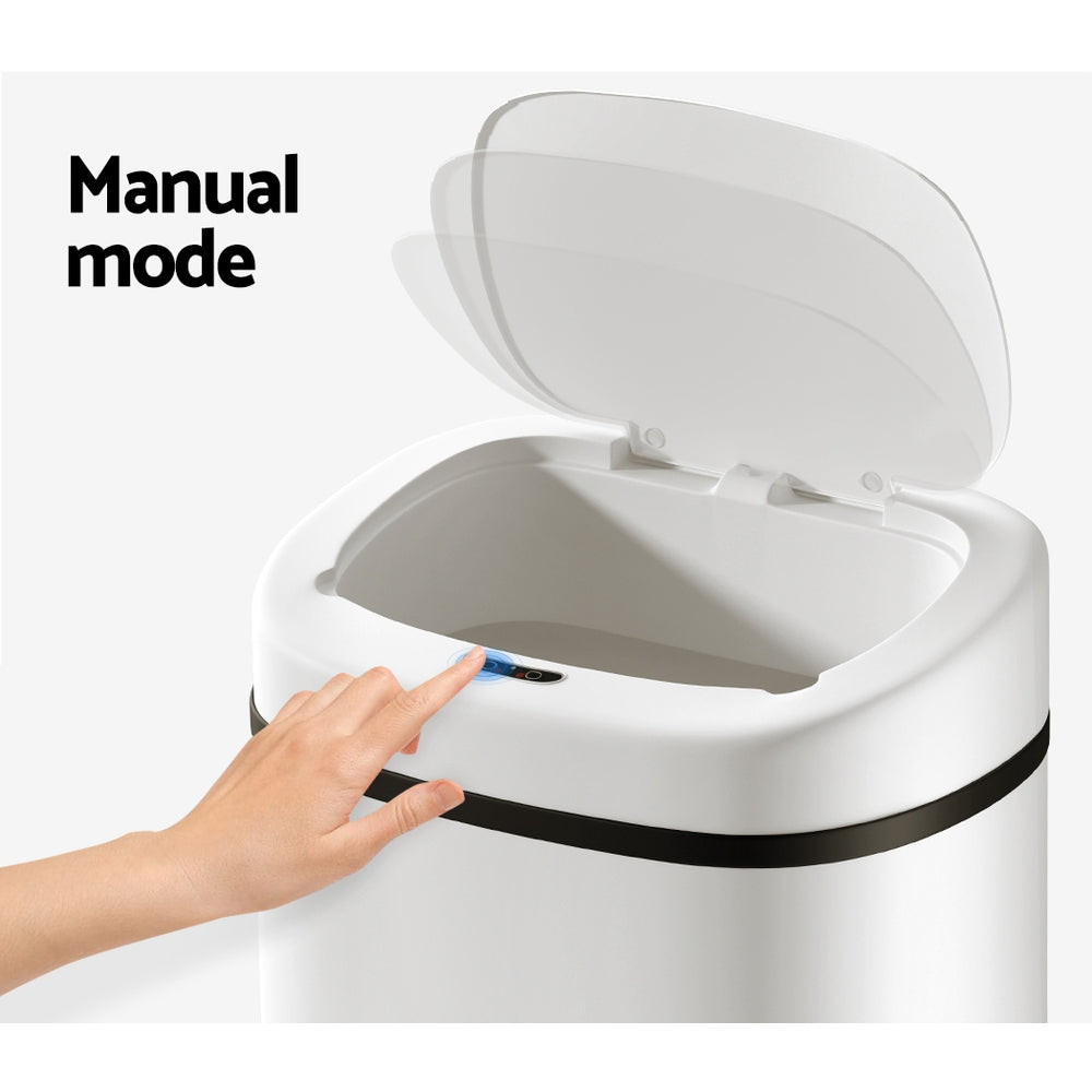 Motion Sensor Bin Automatic Open Lid Rubbish Trash Can 82L - White - Homecoze