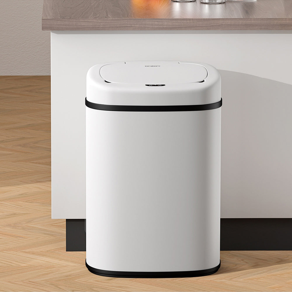 Motion Sensor Bin Automatic Open Lid Rubbish Trash Can 82L - White - Homecoze