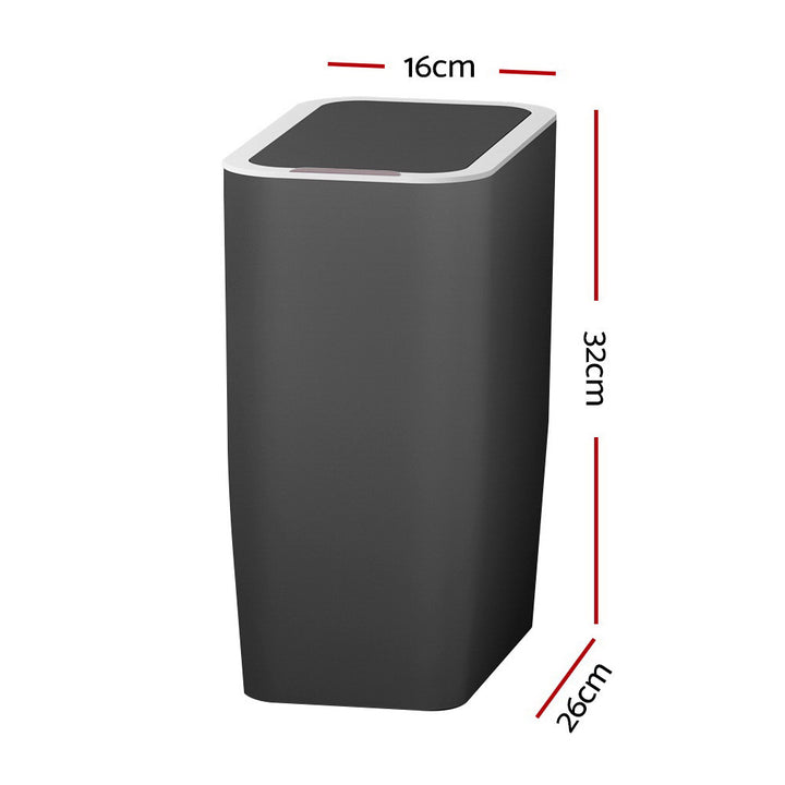 Motion Sensor Bin Automatic Open Lid Rubbish Trash Can 9L - Black