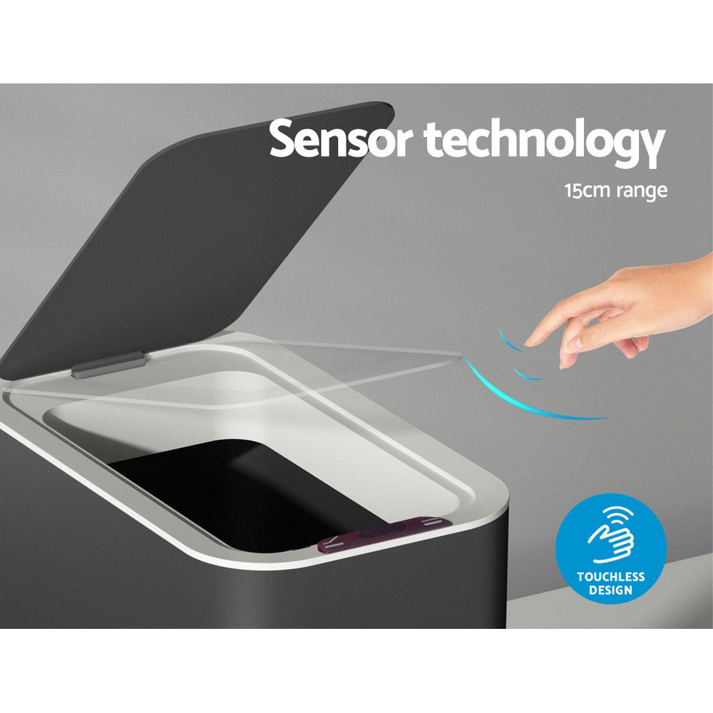 Motion Sensor Bin Automatic Open Lid Rubbish Trash Can 9L - Black - Homecoze