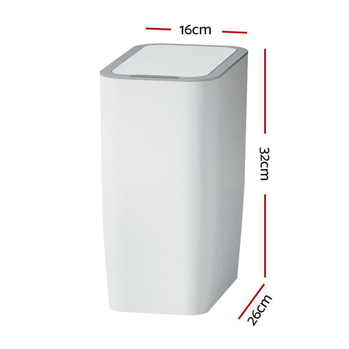 Motion Sensor Bin Automatic Open Lid Rubbish Trash Can 9L - White