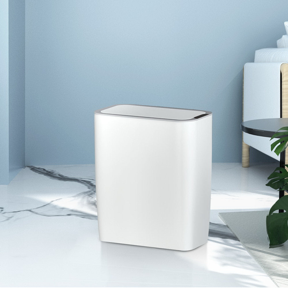 Motion Sensor Bin Automatic Open Lid Rubbish Trash Can 9L - White - Homecoze