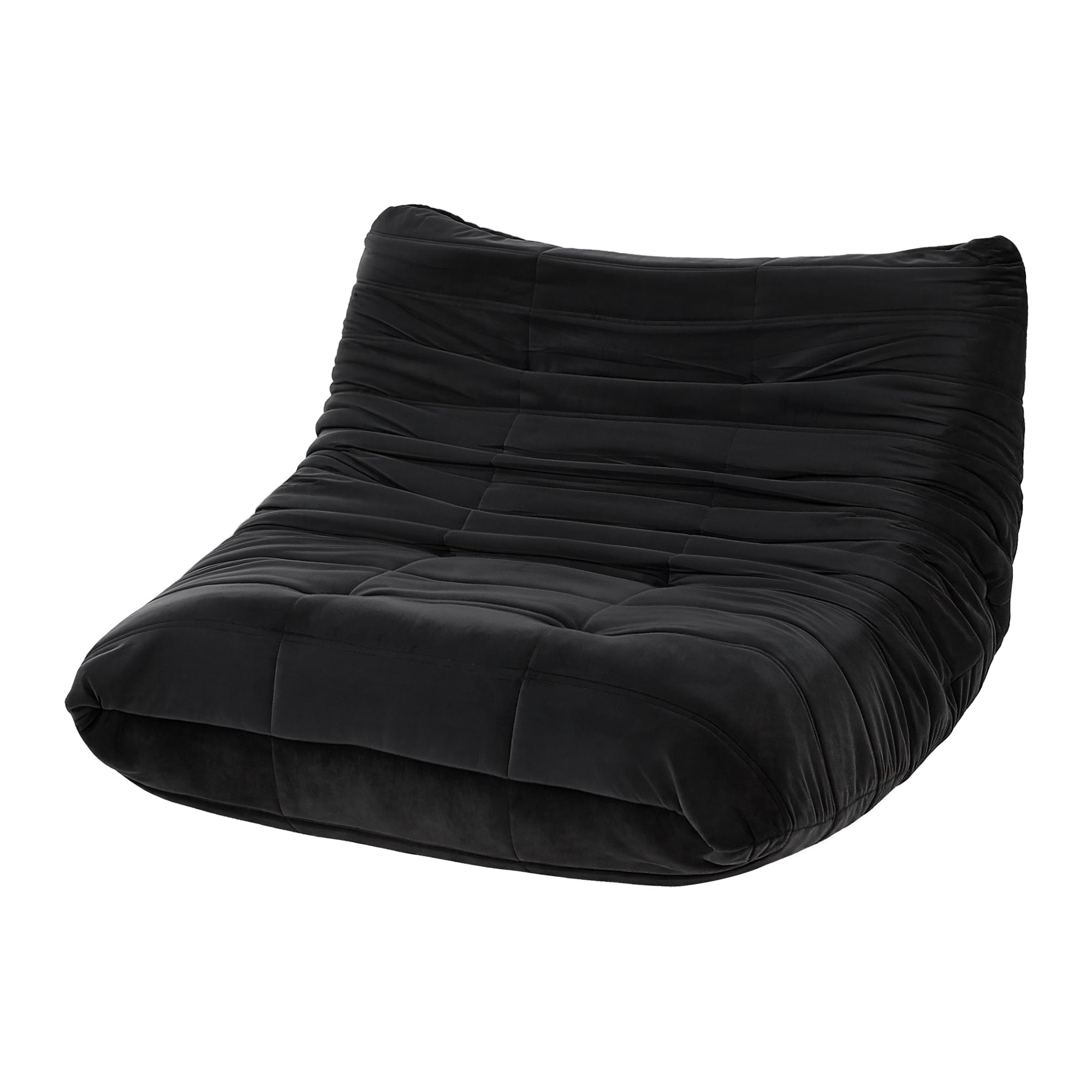 Velvet Lazy Caterpillar Sofa - Black - Homecoze