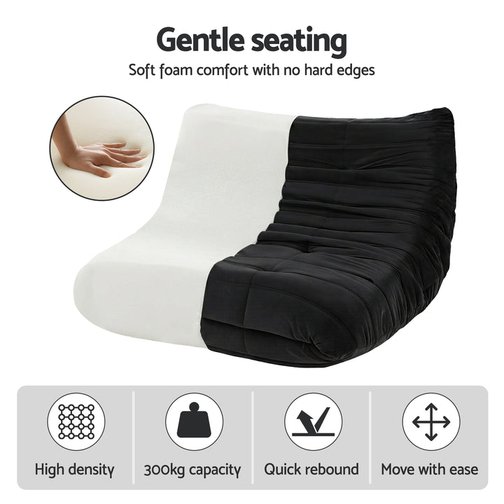 Velvet Lazy Caterpillar Sofa - Black