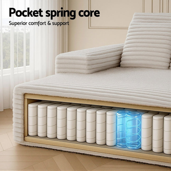 Artiss Sofa Bed Lounge Chair Recliner Couch Reading Chairs Sleeper Cloud Sofas Faux Fur Fabric - Homecoze