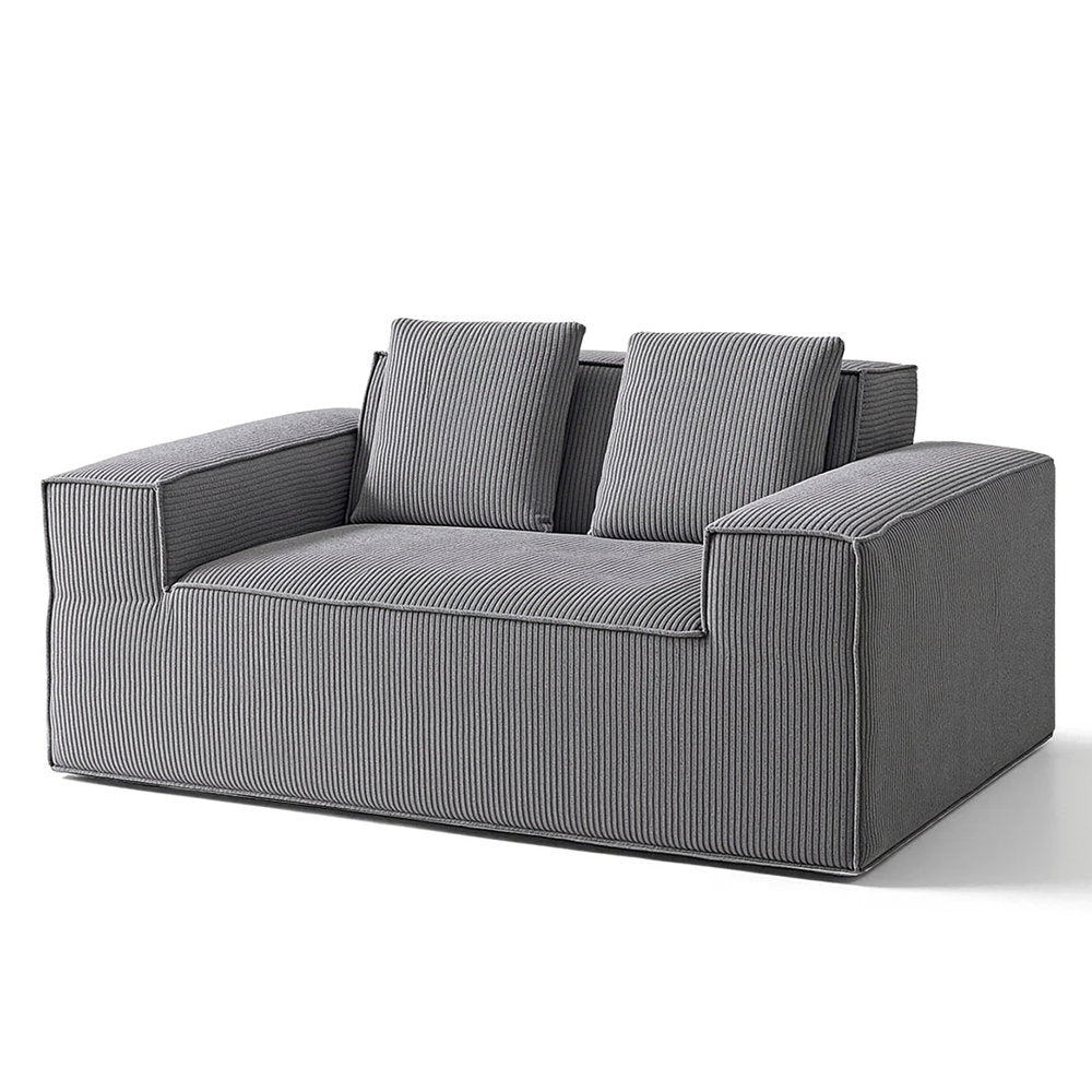 Corduroy Sofa Cloud Foam Love Seat - Grey - Homecoze