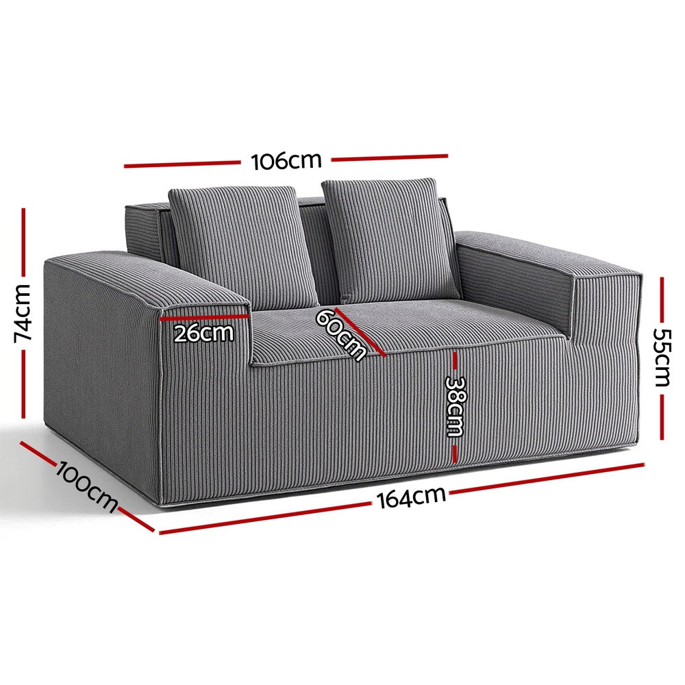 Artiss 2 Seater Sofa Loveseat Sofas Bed Couch No Assembly Corduroy Small Couches Apartement - Homecoze