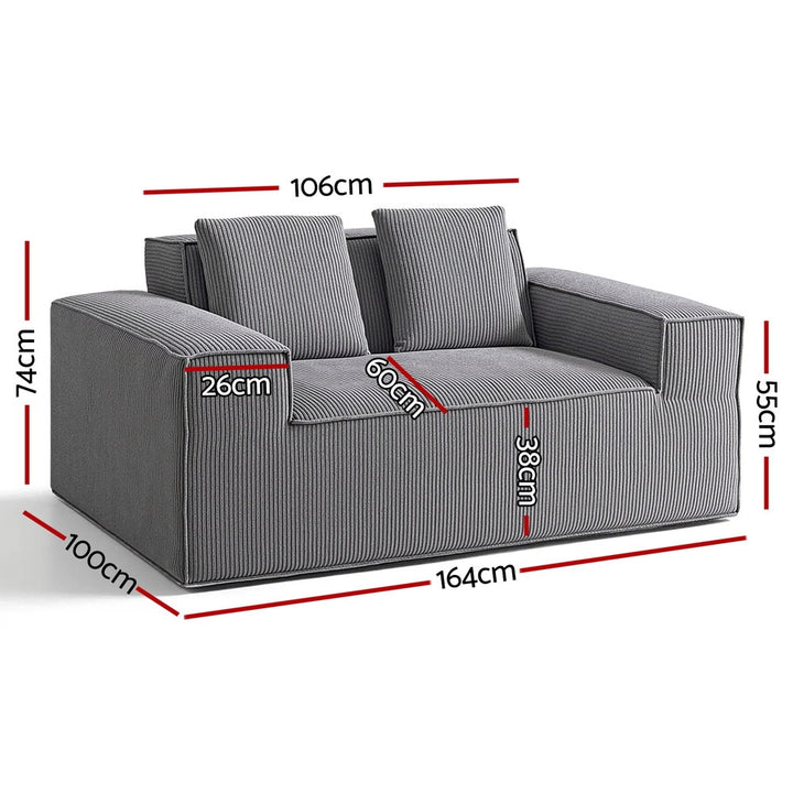 Artiss 2 Seater Sofa Loveseat Sofas Bed Couch No Assembly Corduroy Small Couches Apartement - Homecoze