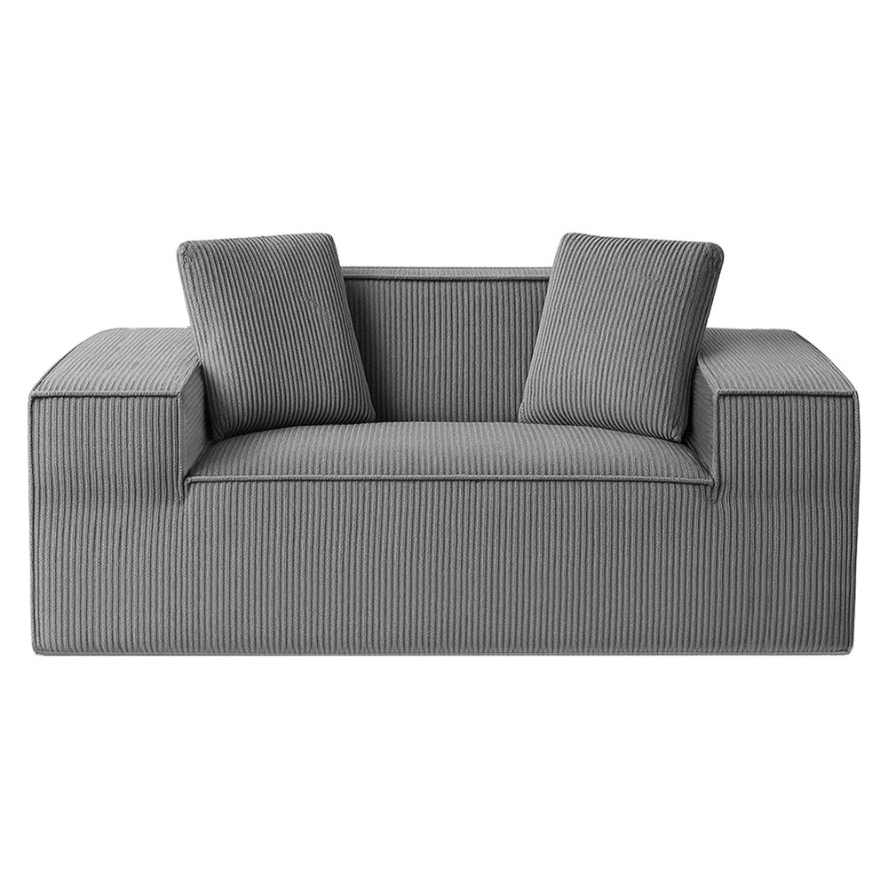 Corduroy Sofa Cloud Foam Love Seat - Grey - Homecoze
