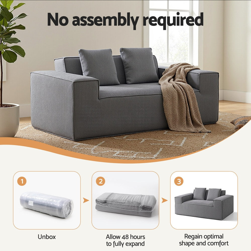 Artiss 2 Seater Sofa Loveseat Sofas Bed Couch No Assembly Corduroy Small Couches Apartement - Homecoze