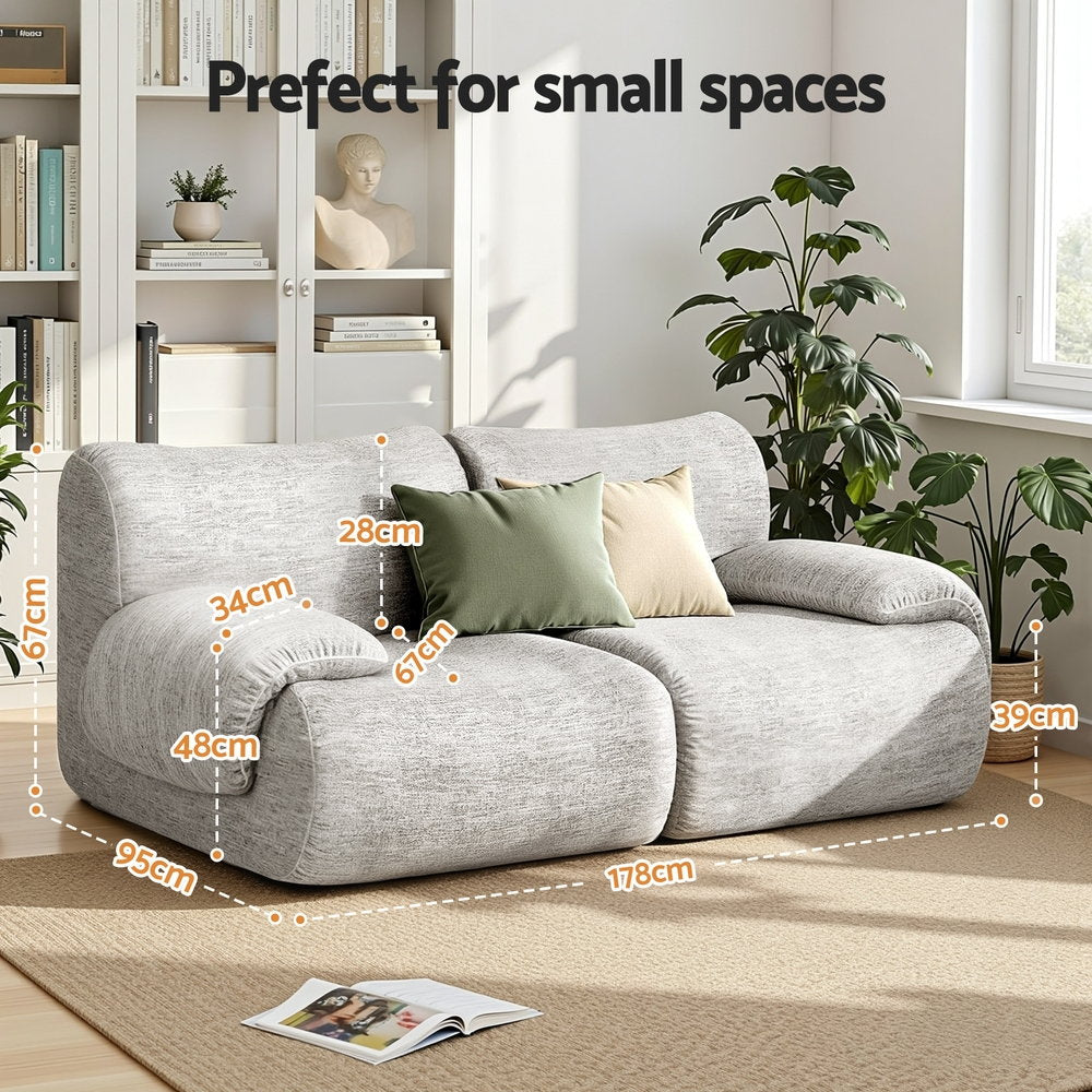2-Seater Cloud Foam Sofa - Light Grey - Homecoze