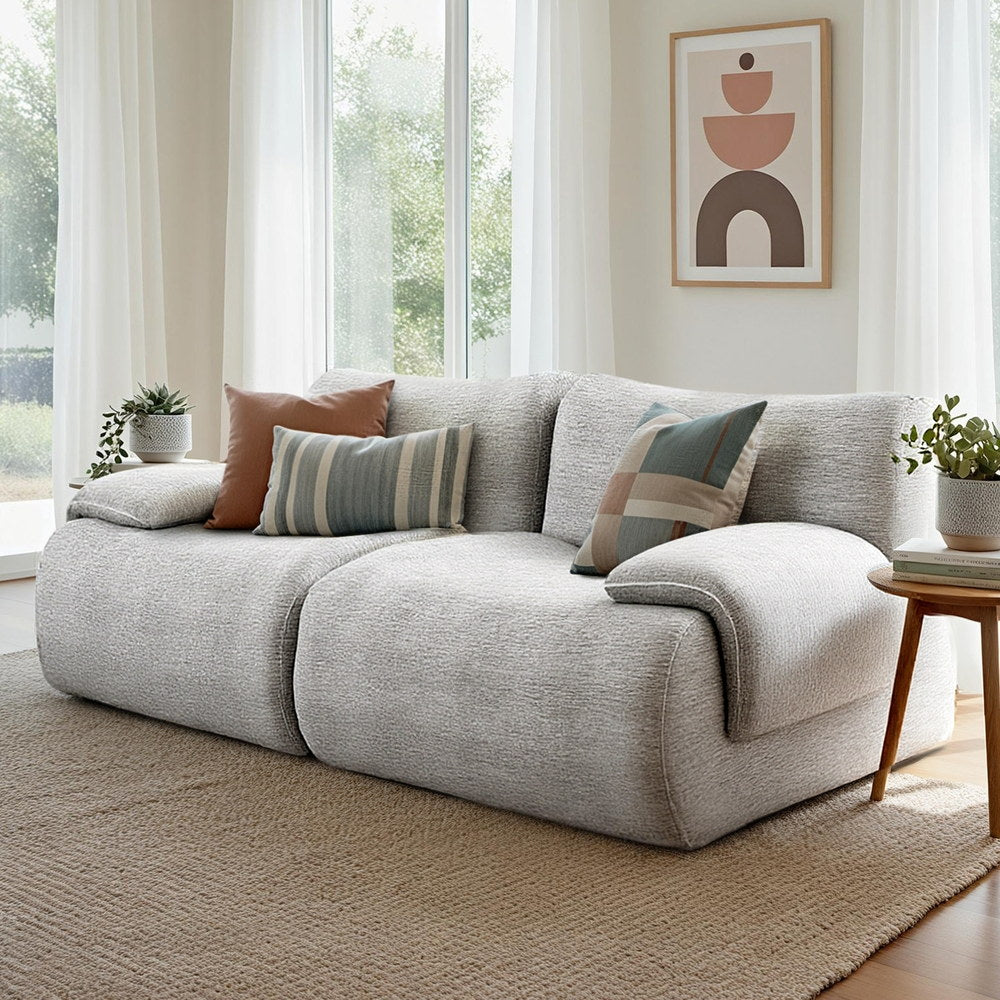 Artiss 2 Seater Sofa Modular Sectional Sofas Couch Bed No Assembly Living Room Grey - Homecoze