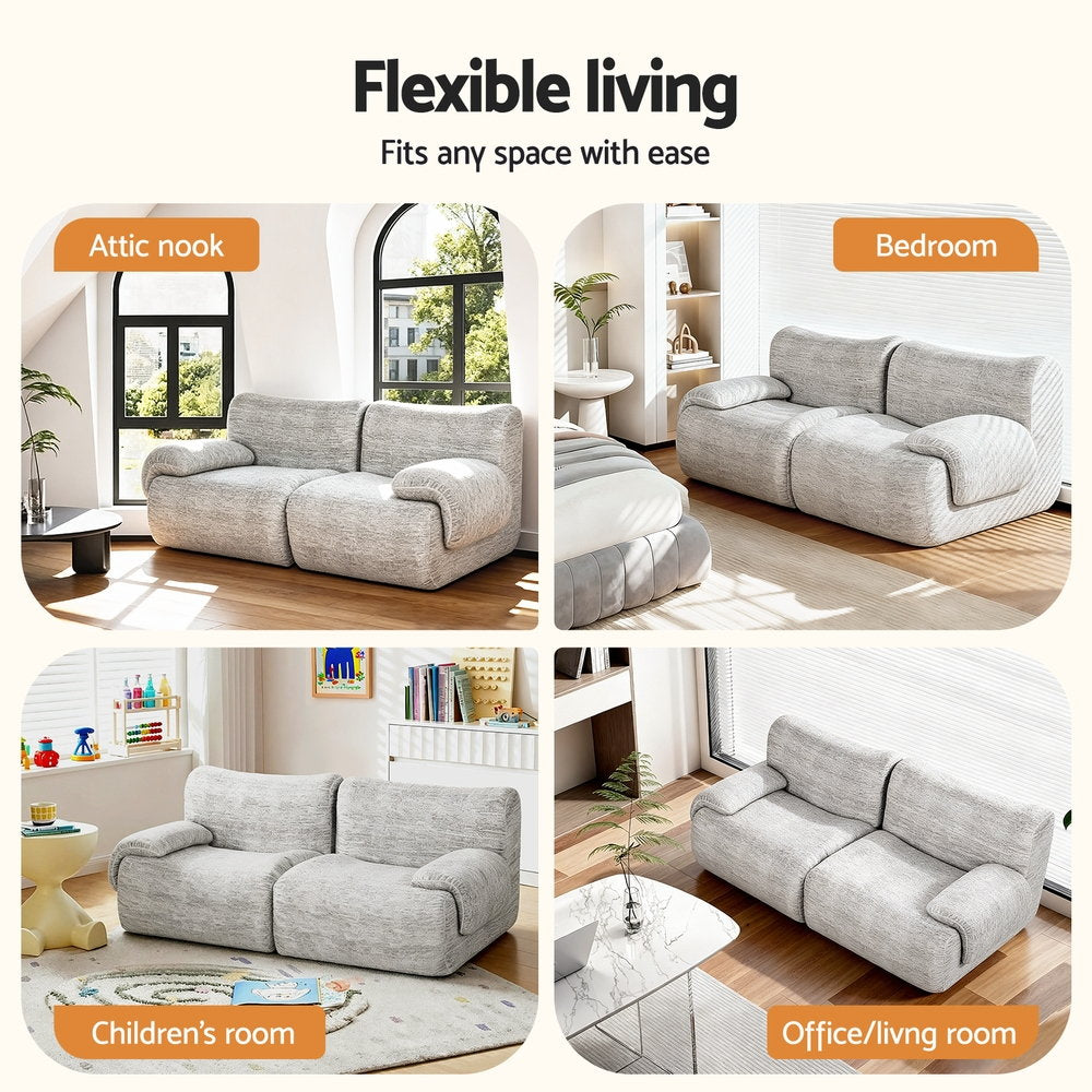2-Seater Cloud Foam Sofa - Light Grey - Homecoze