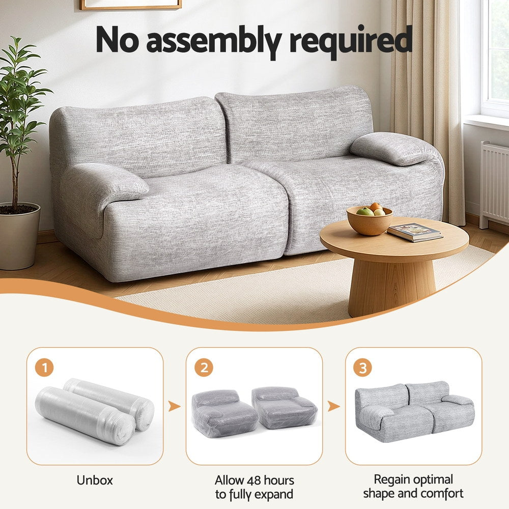 Artiss 2 Seater Sofa Modular Sectional Sofas Couch Bed No Assembly Living Room Grey - Homecoze
