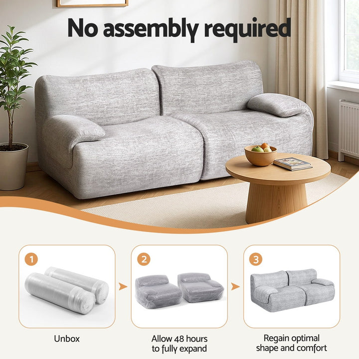 Artiss 2 Seater Sofa Modular Sectional Sofas Couch Bed No Assembly Living Room Grey - Homecoze