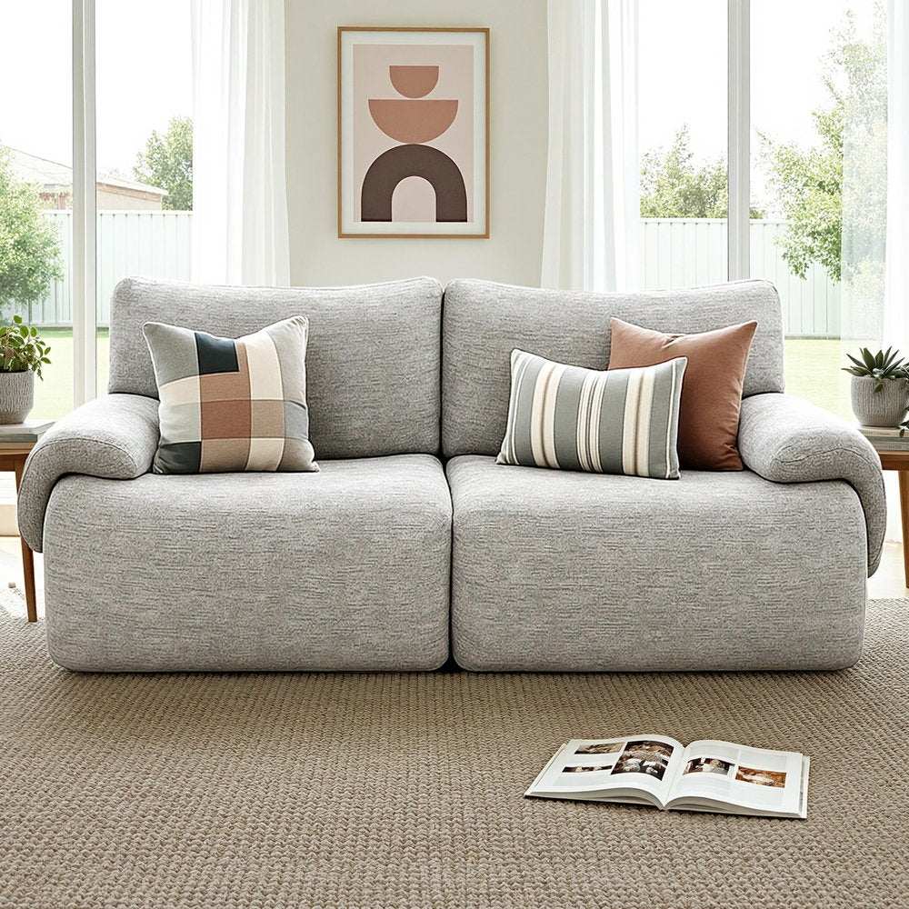 2-Seater Cloud Foam Sofa - Light Grey - Homecoze