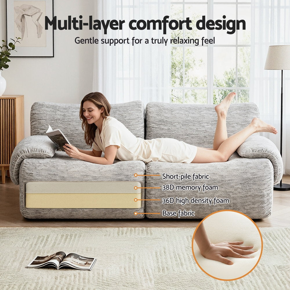 2-Seater Cloud Foam Sofa - Light Grey - Homecoze
