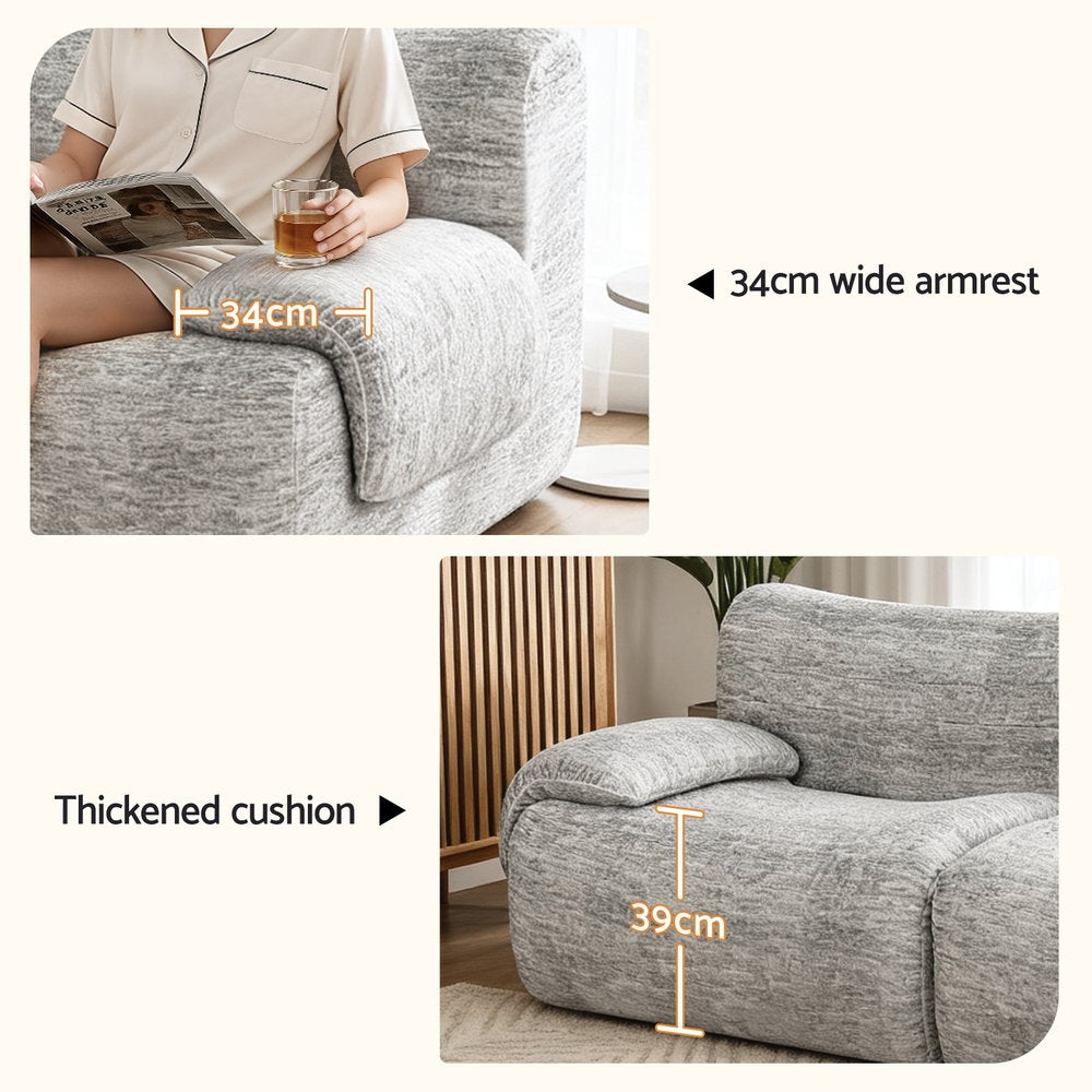 2-Seater Cloud Foam Sofa - Light Grey - Homecoze