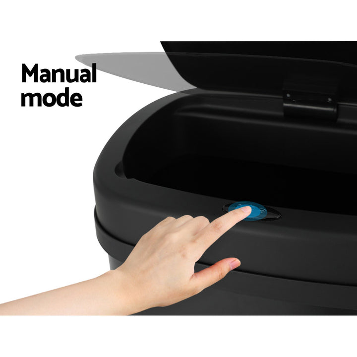 Motion Sensor Bin Automatic Open Lid Rubbish Trash Can 50L - Black