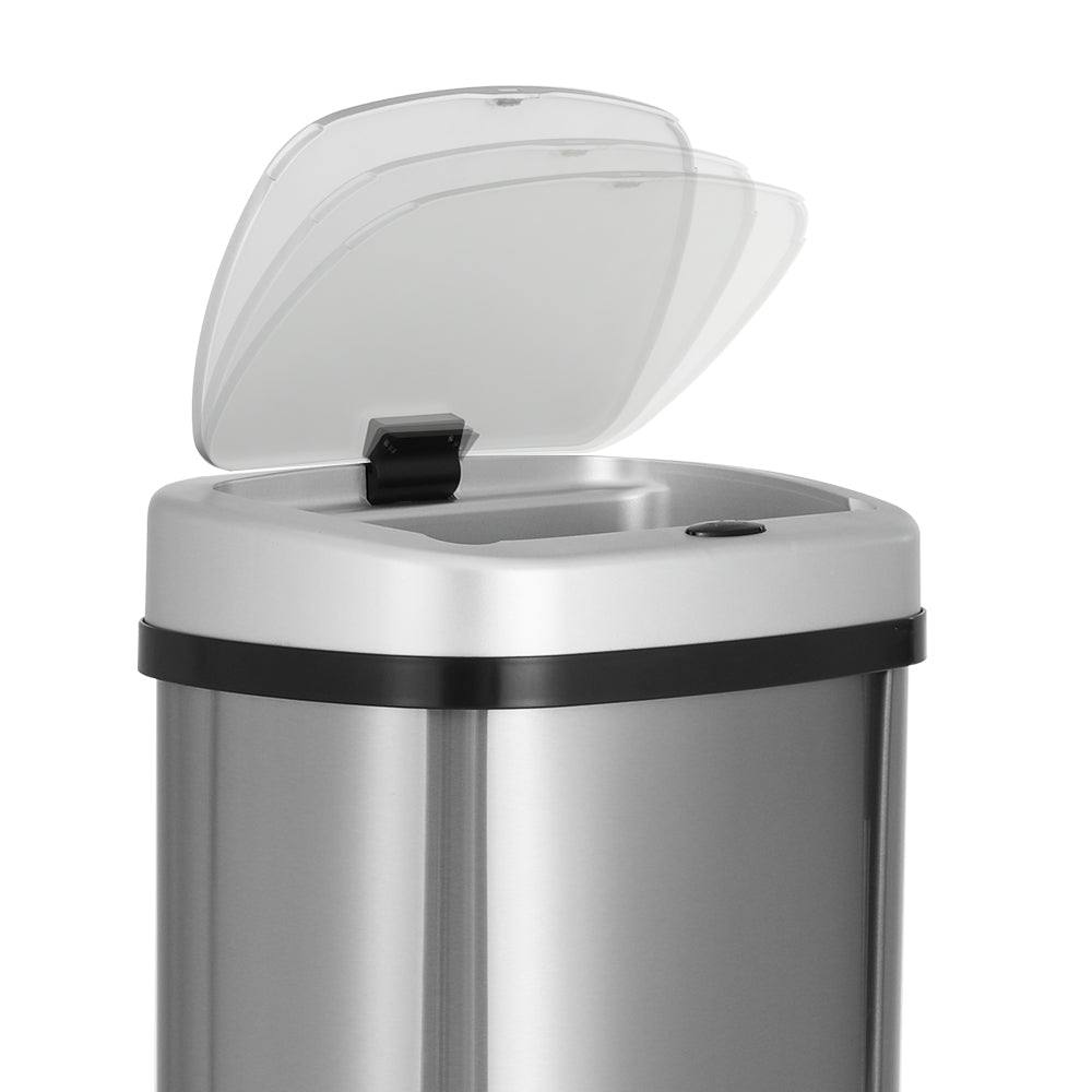 Motion Sensor Bin Automatic Open Lid Rubbish Trash Can 50L - Stainless Steel - Homecoze