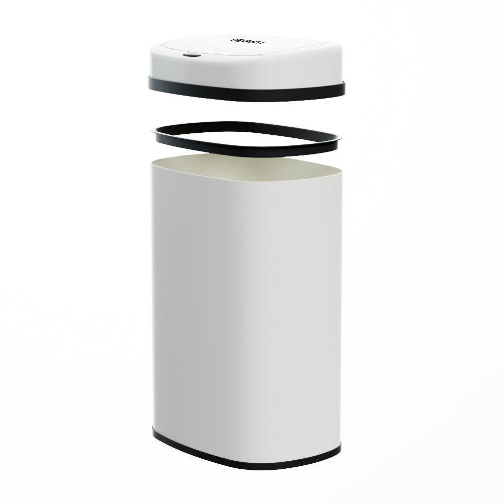 Motion Sensor Bin Automatic Open Lid Rubbish Trash Can 50L - White - Homecoze