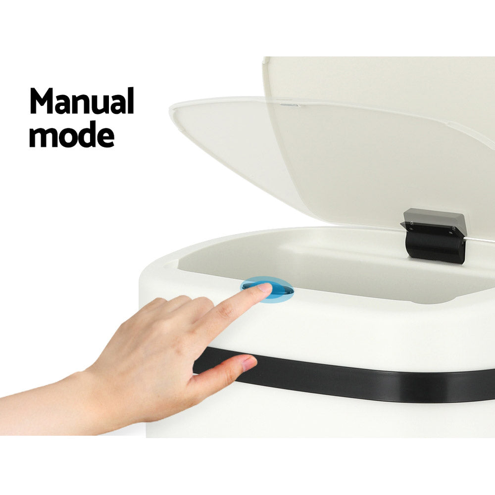 Motion Sensor Bin Automatic Open Lid Rubbish Trash Can 50L - White - Homecoze